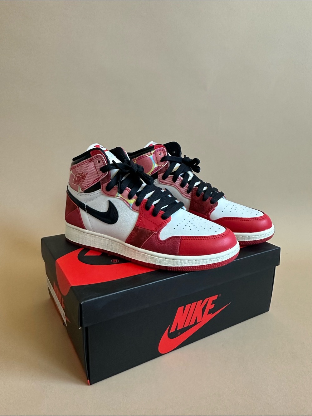 NEW Air Jordan 1 Retro High OG Spider-Man GS In Red Black Size 7Y Women’s 8.5